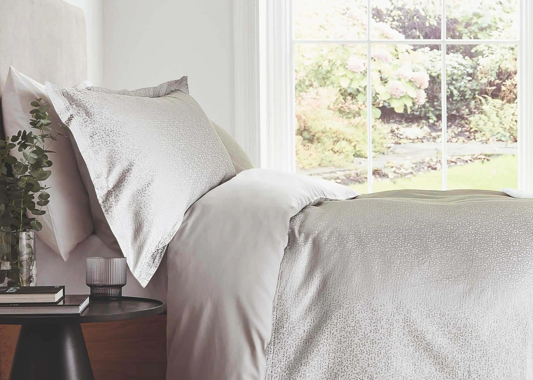 Murmur "Meadow" Jacquard Duvet Cover in Cloud Grey