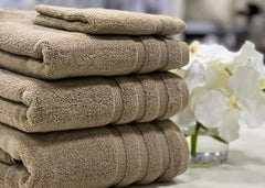 Linen Obsession "Zero Twist" Bath Towels Collection in Mushroom