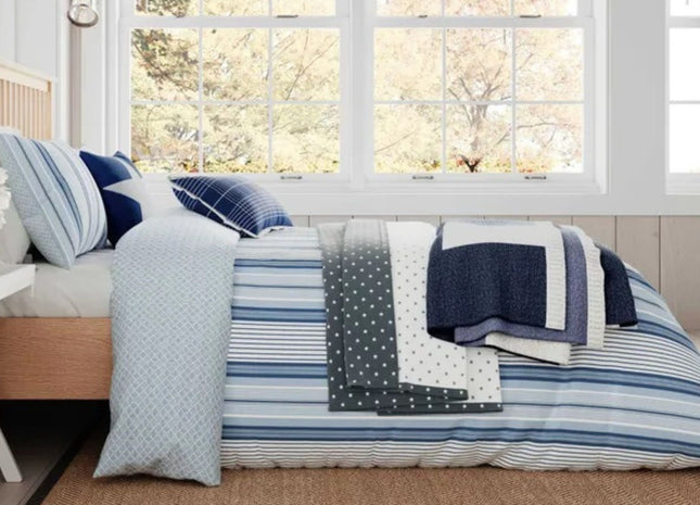 Helena Springfield "LI Nautical Stripe" Duvet Cover Sets in Navy Blue