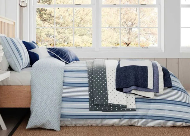 Helena Springfield "LI Nautical Stripe" Duvet Cover Sets in Navy Blue