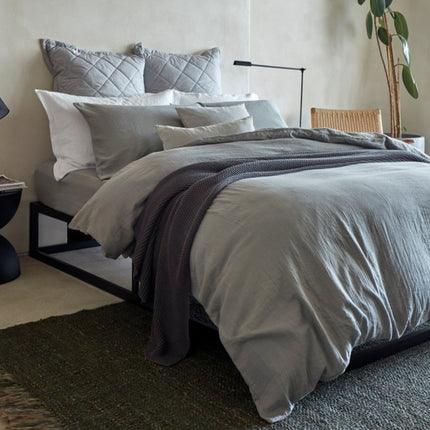 Christy Organic Cotton "Retreat" Plain Dyed Sheets & Duvet Covers in Grey