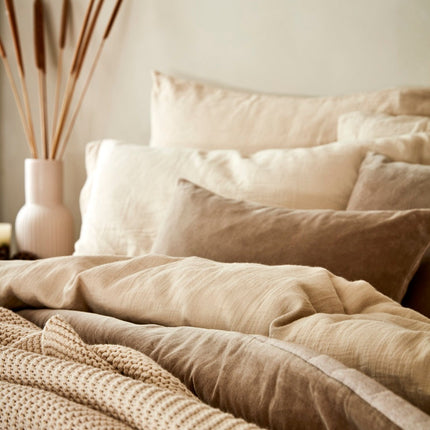 Christy Organic Cotton "Retreat" Plain Dyed Sheets & Duvet Covers in Oat (Beige)