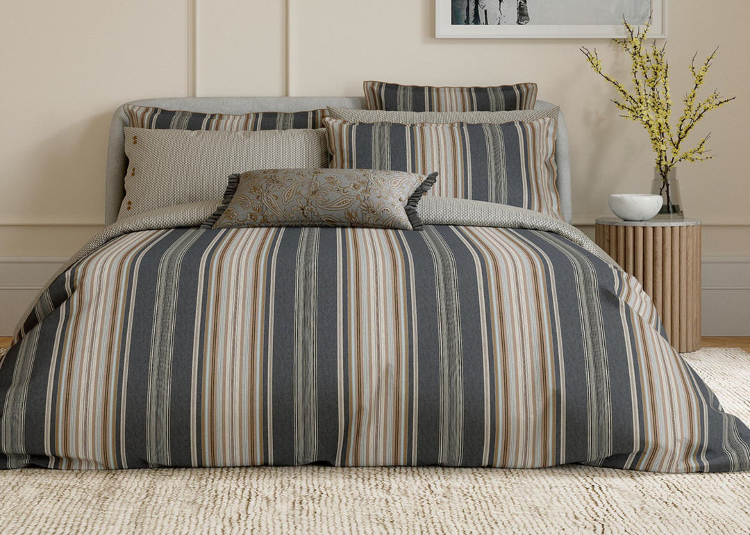 Bedeck of Belfast "Oscar" Duvet Cover and Oxford Pillowcase in Charcoal &amp; Tan