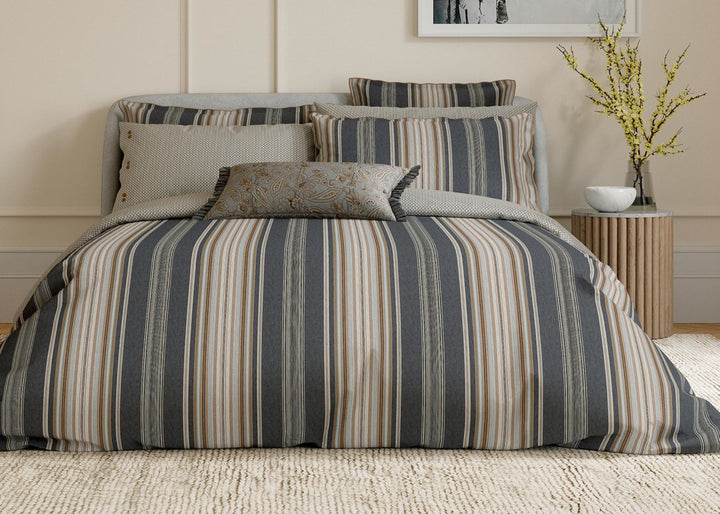 Bedeck of Belfast "Oscar" Duvet Cover and Oxford Pillowcase in Charcoal &amp; Tan