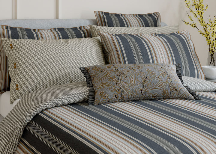Bedeck of Belfast "Oscar" Duvet Cover and Oxford Pillowcase in Charcoal &amp; Tan