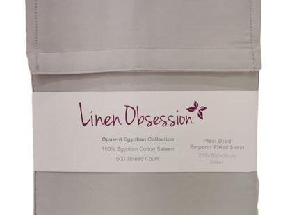 Linen Obsession "Opulent Egyptian" 500 Thread Count Cotton Sateen Plain Dyes in Silver