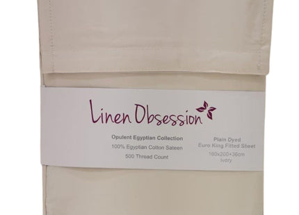 Linen Obsession "Opulent Egyptian" 500 Thread Count Cotton Sateen Plain Dyes in Ivory (cream)