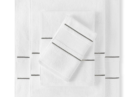 Amalia "Prado" Bath Towels in White Dark Grey