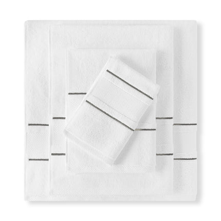 Amalia "Prado" Bath Towels in White Dark Grey
