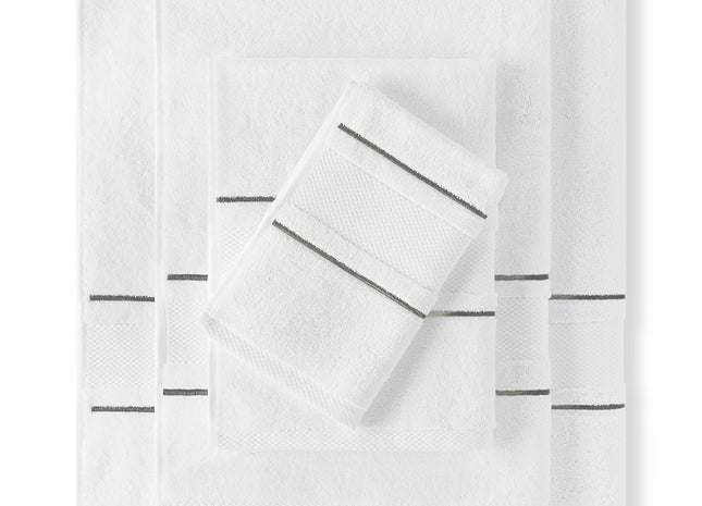 Amalia "Prado" Bath Towels in White Dark Grey