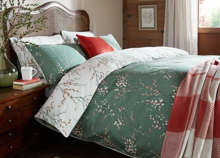 Laura Ashley "Pussy Willow" Duvet Cover Set in Fern Green