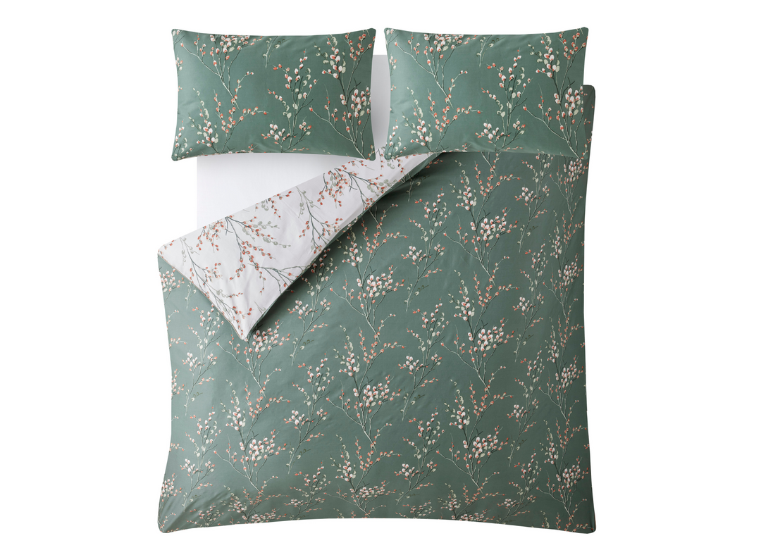 Laura Ashley "Pussy Willow" Duvet Cover Set in Fern Green