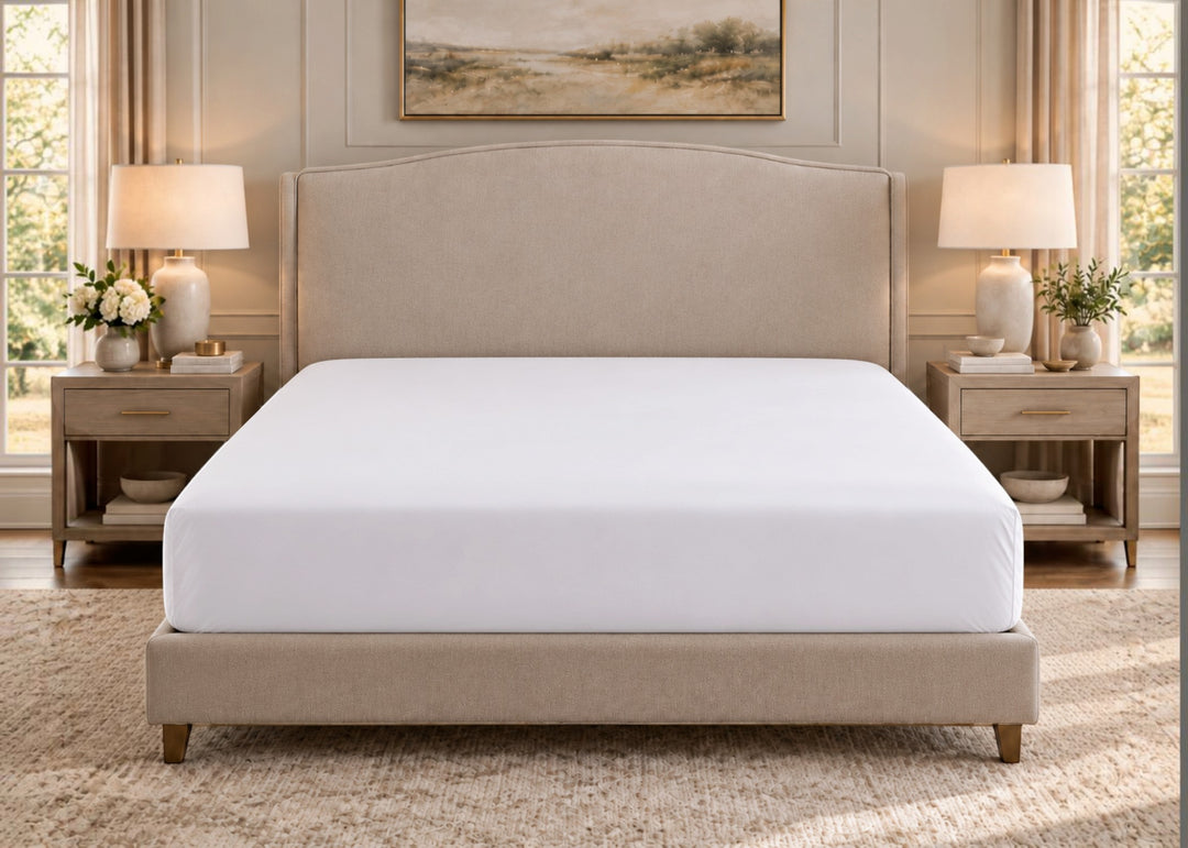 Linen Obsession 300 Thread Count "Real Hotel Linen" Cotton Sateen Fitted Sheet in White