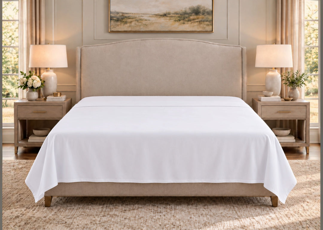 Linen Obsession 300 Thread Count "Real Hotel Linen" Cotton Sateen Flat Sheet in White