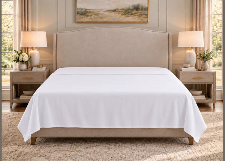Linen Obsession 300 Thread Count "Real Hotel Linen" Cotton Sateen Flat Sheet in White