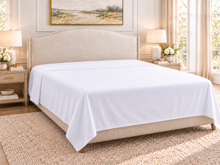 Linen Obsession 500 Thread Count "Real Hotel Linen" Cotton Sateen Flat Sheet in White