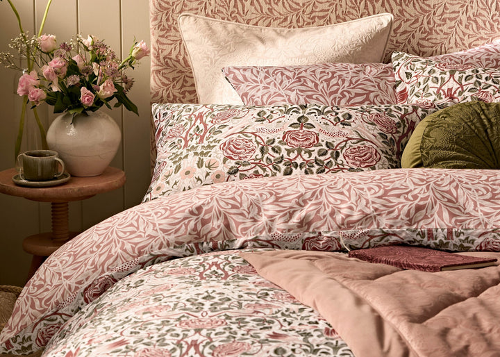 William Morris At Home "Rose Brick" Duvet Cover Set in Pink