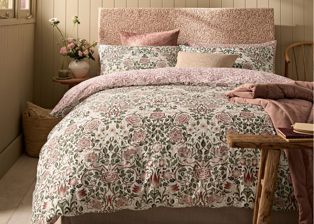 William Morris At Home "Rose Brick" Duvet Cover Set in Pink