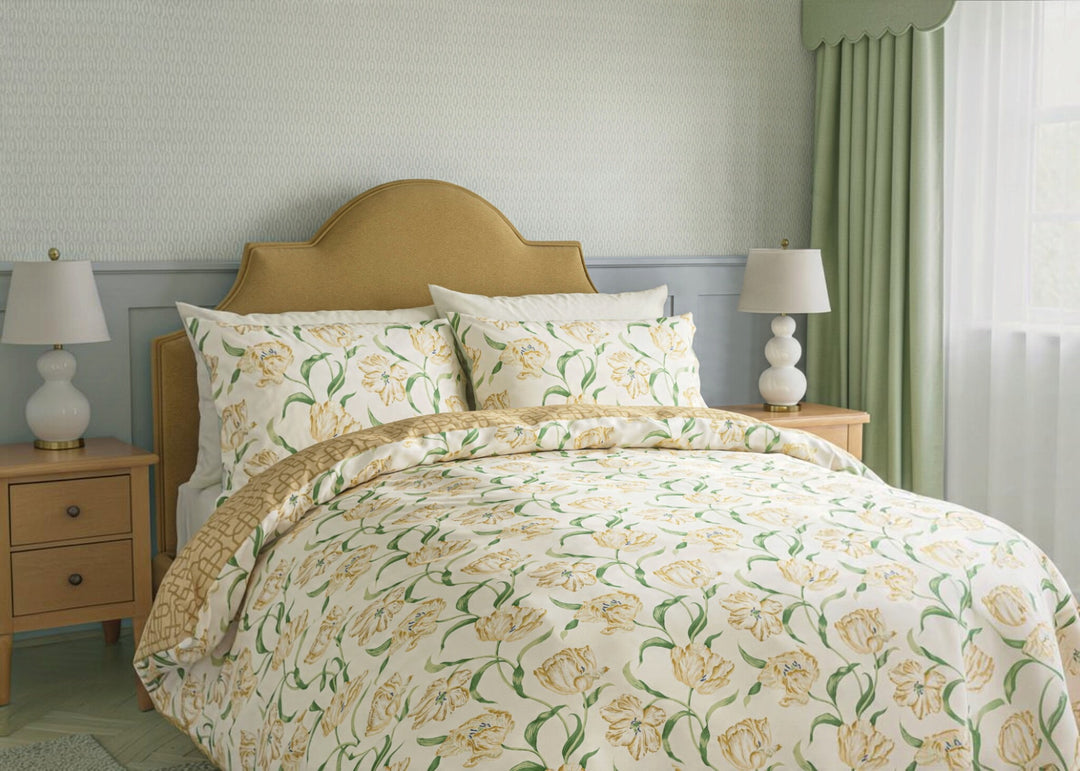 Sanderson "Dancing Tulips" Duvet Cover Set in Yellow