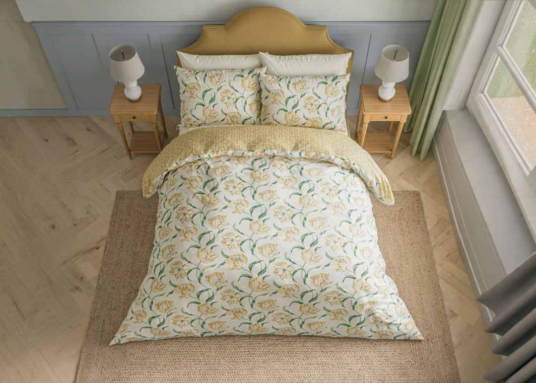 Sanderson "Dancing Tulips" Duvet Cover Set in Yellow