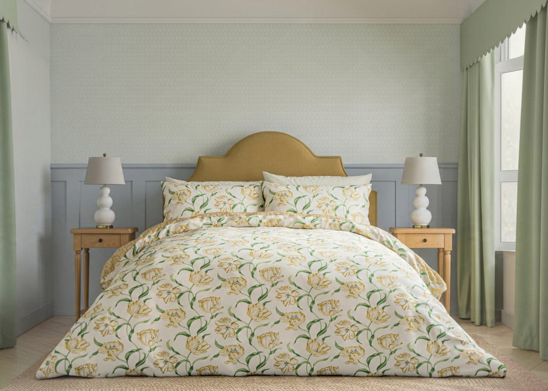 Sanderson "Dancing Tulips" Duvet Cover Set in Yellow