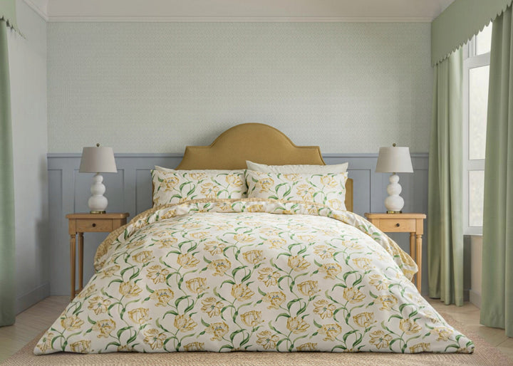 Sanderson "Dancing Tulips" Duvet Cover Set in Yellow