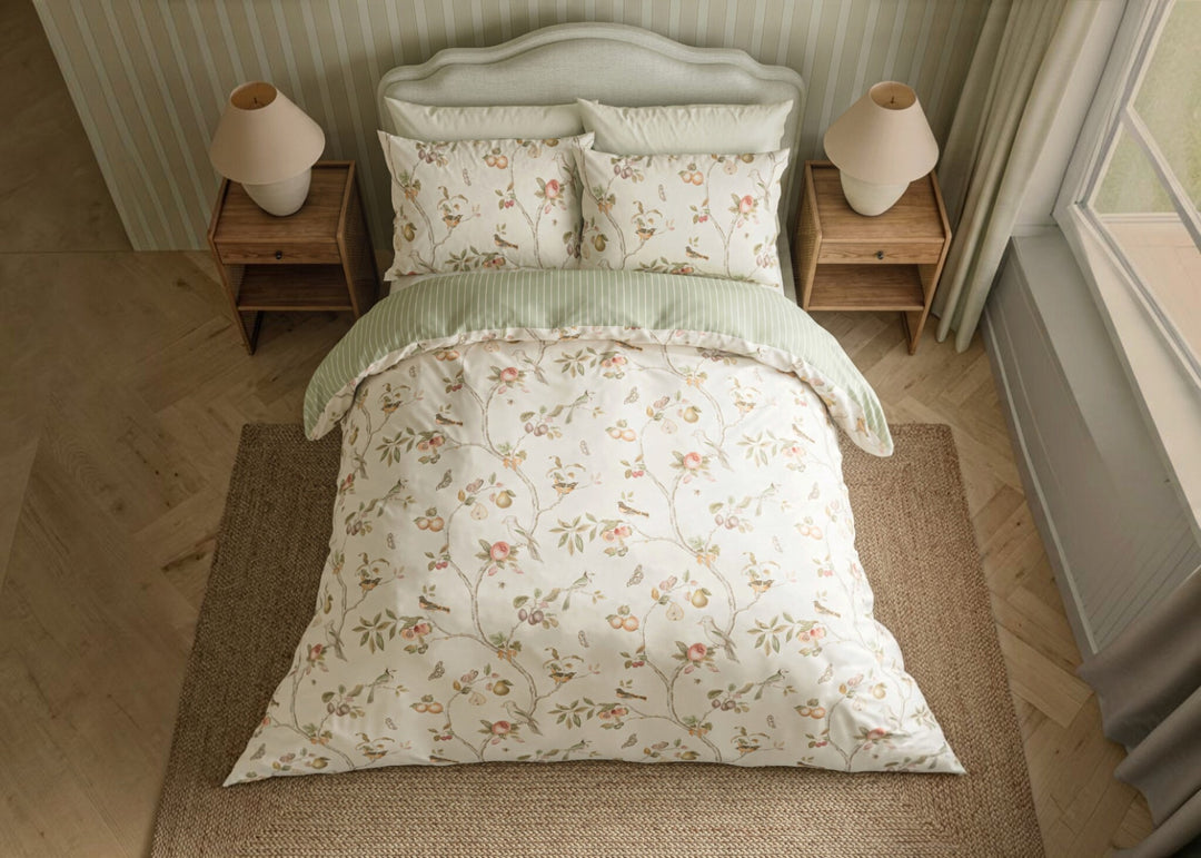 Sanderson "Fruit Aviary" Duvet Cover Set in Raspberry