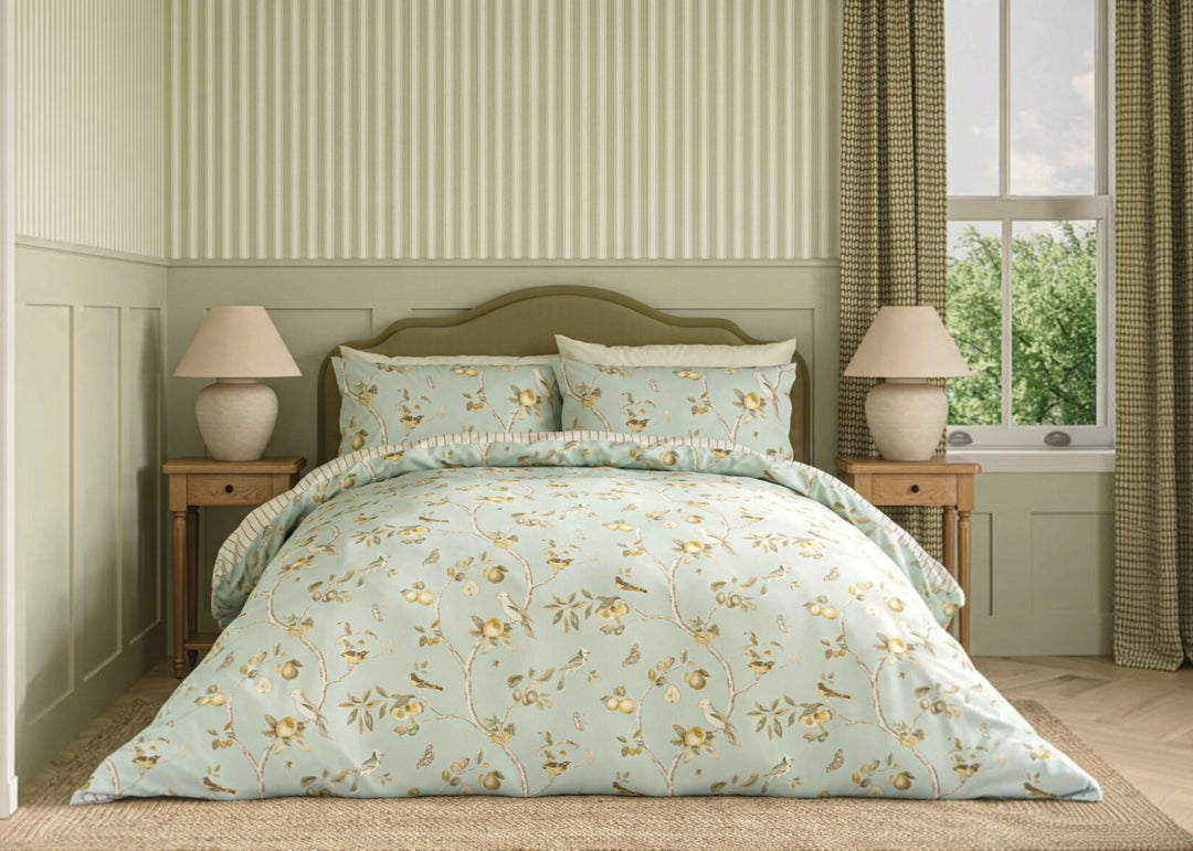 Sanderson "Fruit Aviary" Duvet Cover Set in Sage