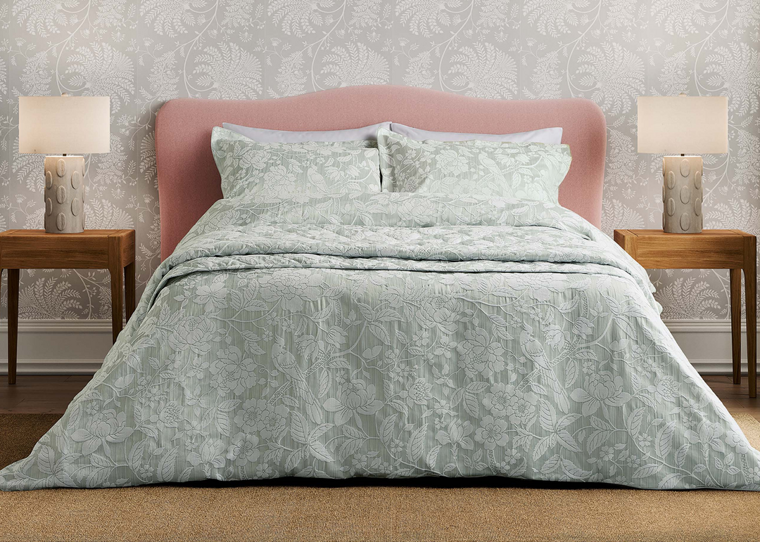 Sanderson "Pyramus" Duvet Cover and Oxford Pillowcase in Aqua