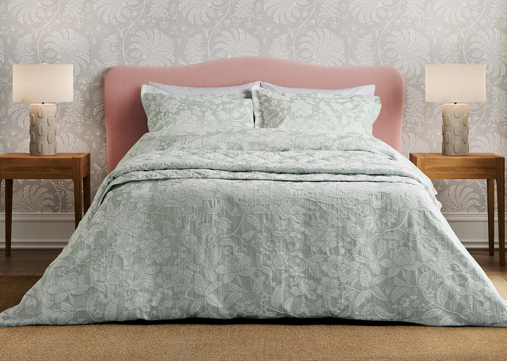 Sanderson "Pyramus" Duvet Cover and Oxford Pillowcase in Aqua