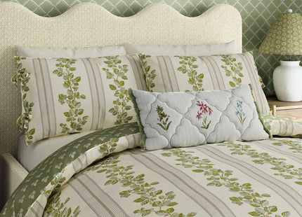 Sanderson "Cobnut Stripe" Duvet Cover Sets in Leaf Green