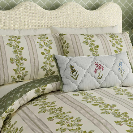 Sanderson "Cobnut Stripe" Duvet Cover Sets in Leaf Green
