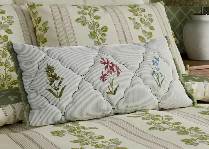 Sanderson "Cobnut Stripe" Duvet Cover Sets in Leaf Green