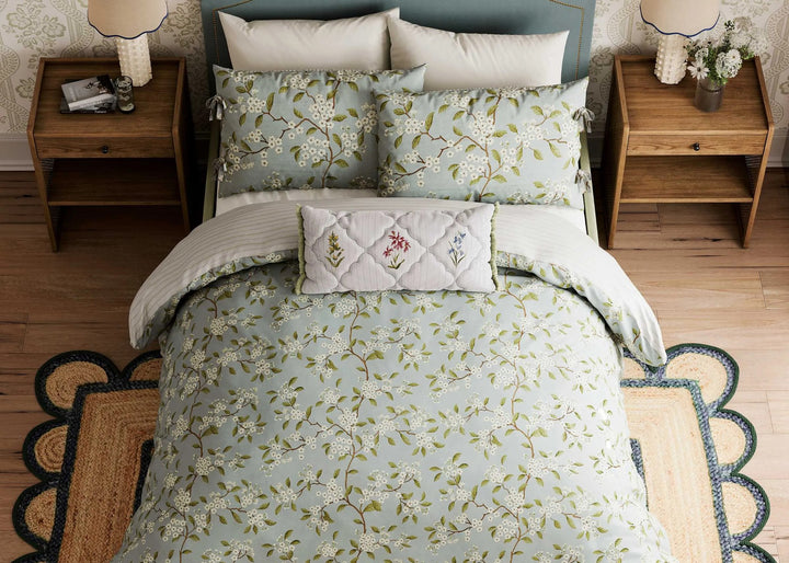 Sanderson "Damson Blossom" Duvet Cover Set in Porcelain