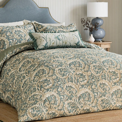 Sanderson "Tila Lime" Duvet Cover Set in Soft Teal