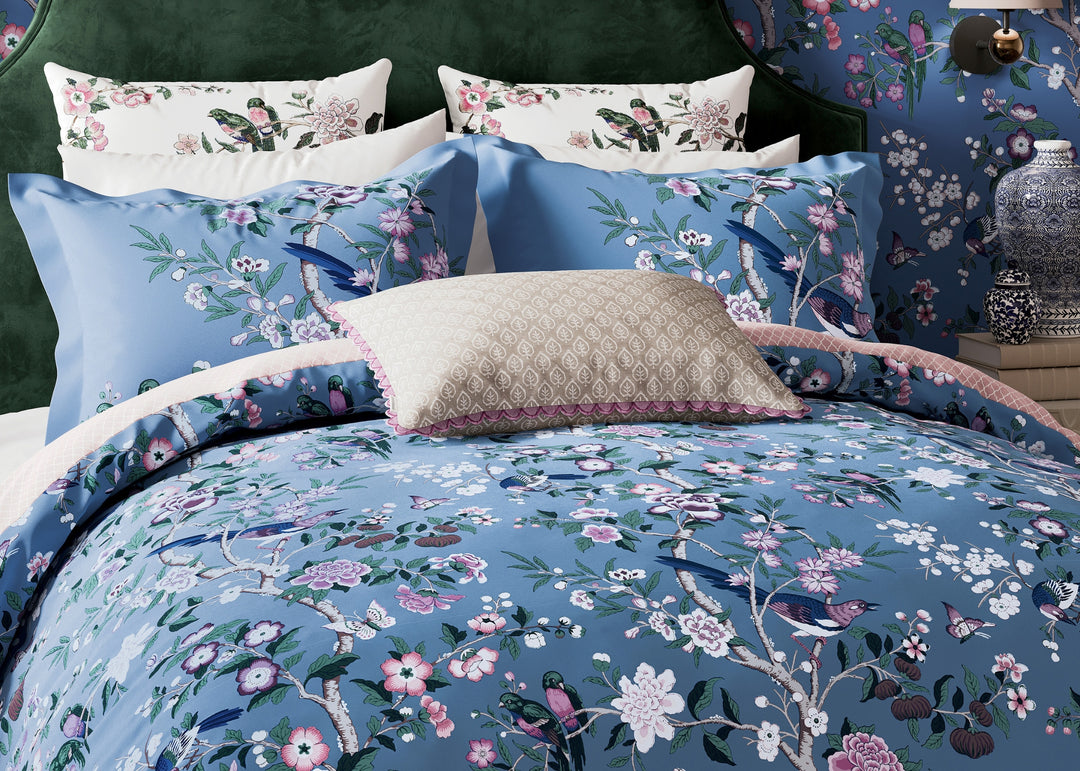 Sanderson "Chinoiserie" Duvet Cover Set in Blueberry
