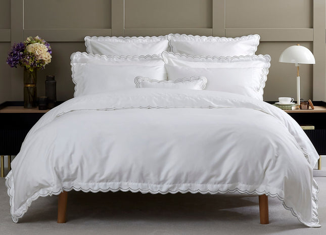 Christy "Scallop Edge" Duvet Cover Sets in Silver