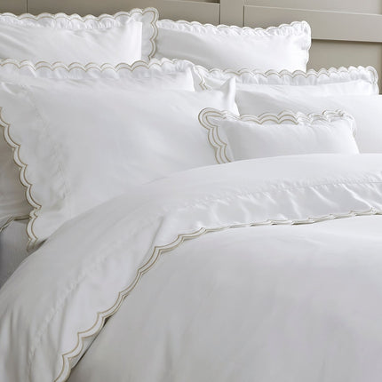 Christy "Scallop Edge" Duvet Cover Sets in Oyster