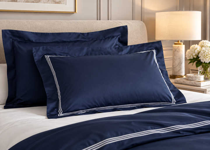 Sheridan 1200 Thread Count “Palais” Pillowcase in Midnight Blue