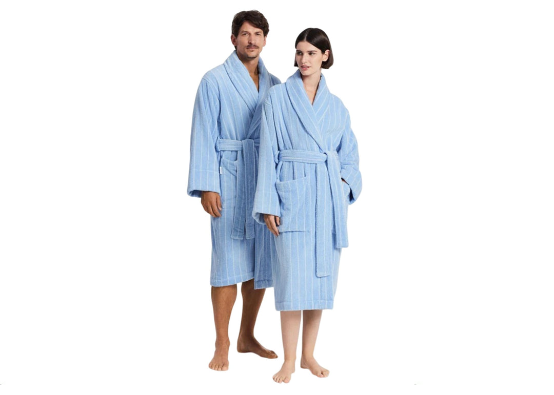 Sheridan "Aven Stripe" Bath Robe in Skylight