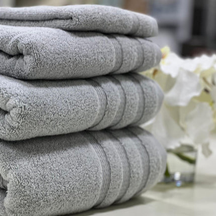 Linen Obsession "Zero Twist" Bath Towels Collection in Silver