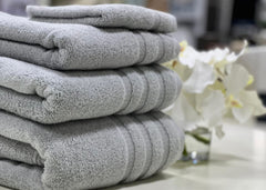 Linen Obsession "Zero Twist" Bath Towels Collection in Silver