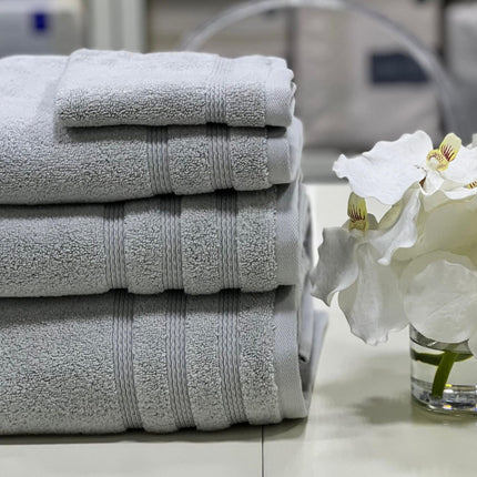 Linen Obsession "Zero Twist" Bath Towels Collection in Silver