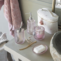 Mathilde "Ribbed Pink Glass" Bathroom Accessories