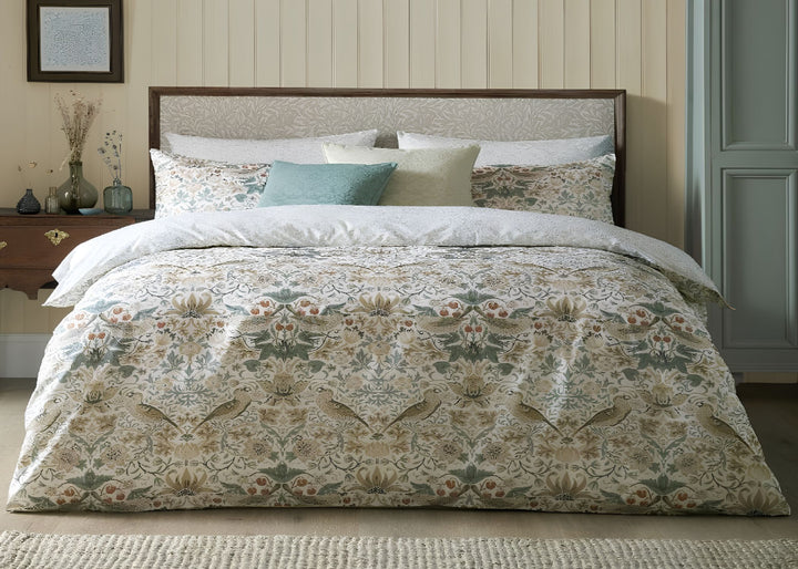 William Morris At Home "Strawberry Thief Hessian" Duvet Cover Set