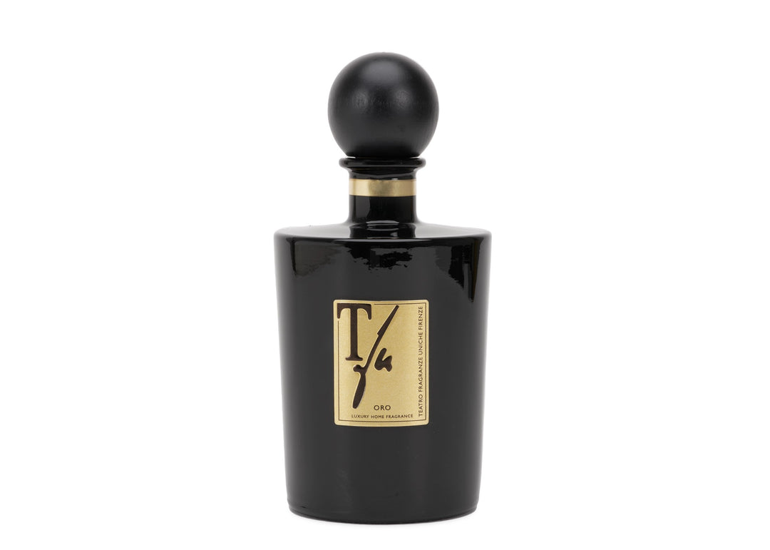 Teatro "Oro" Diffuser with Gift Box in Shiny Black Vase &amp; Bamboo Sticks (1500 ml)