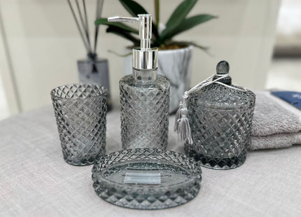 Mathilde "Diamond" Glass Bathroom Accessories in Grey