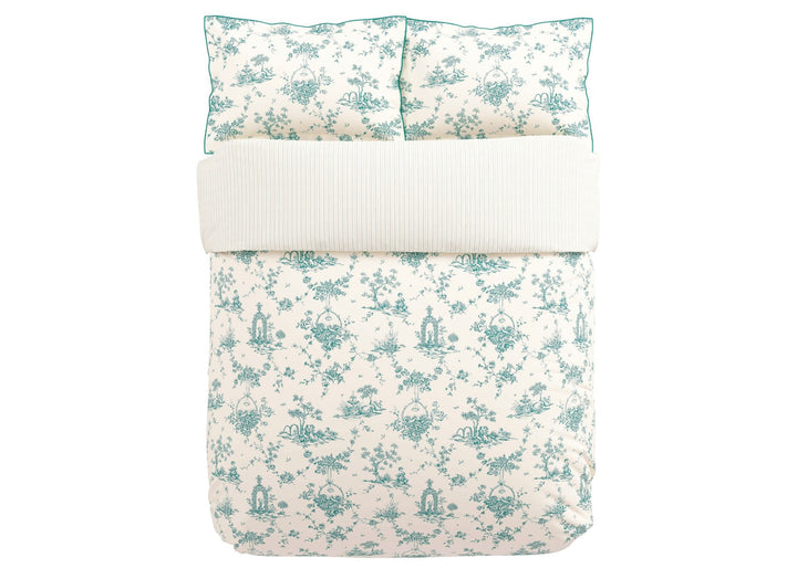 V&amp;A "Garden of Love" Duvet Cover Set in Soft Teal