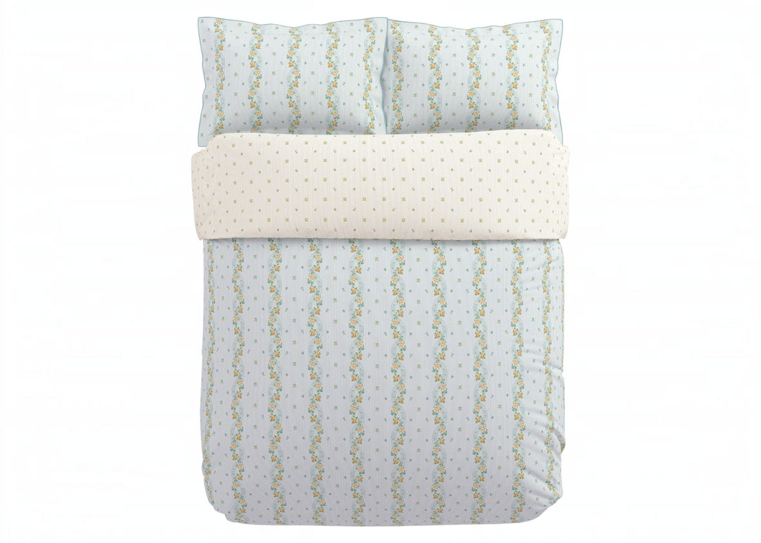 V&amp;A "Spitalfields Rose" Duvet Cover Set in Soft Teal