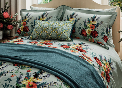 V&A "Botanical Harmony" Duvet Cover Set in Soft Teal
